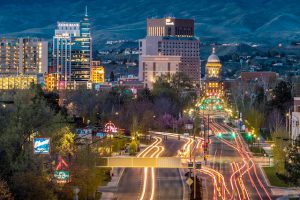 Streets of Boise, Idaho during night.